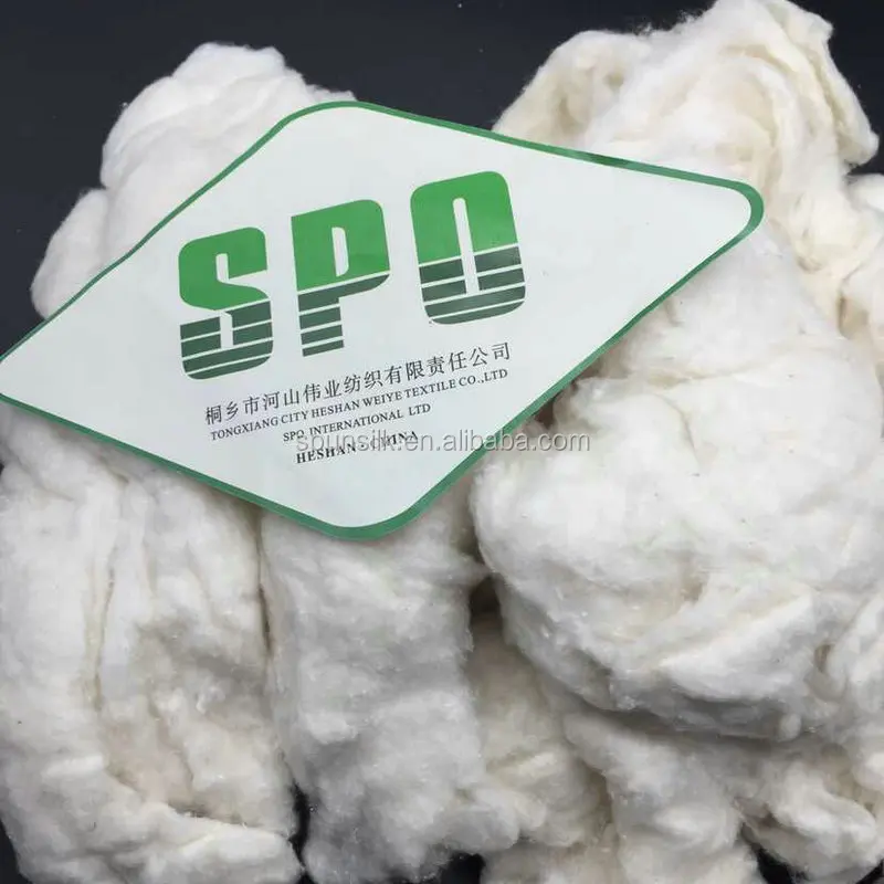 
China manufacturer tussah silk noil fiber ,sari silk waste wholesale for hand spinning and emboridery silk thread, from SPO 