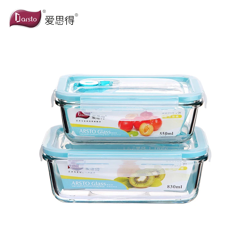 

High Quality Glass Crisper Food Storage Container Lunch Boxes with Lid