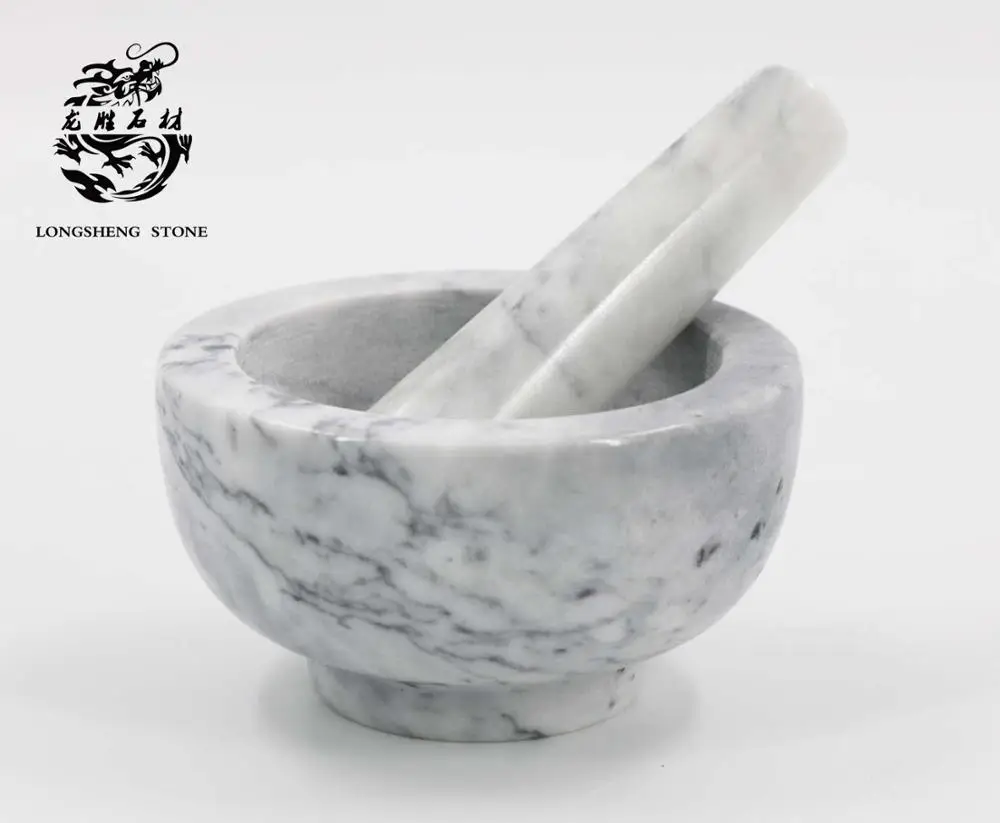 

Natural Grey Marble Mortar and Pestle 4.5 inch stone pound bowl for spice 12*6 cm garlic grinder