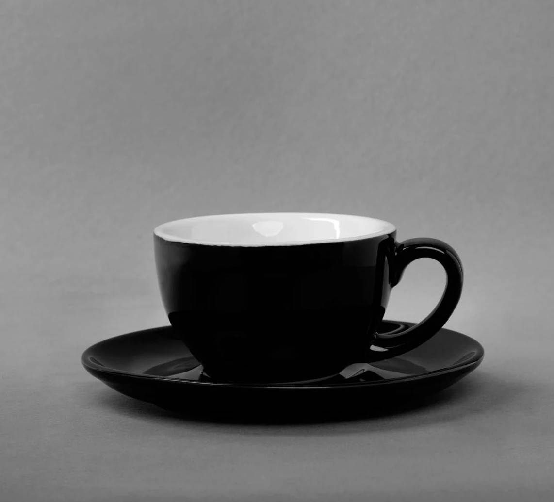 Lead & Cadmiumfree High Quality Ceramic Black Coffee Cup Saucer Set