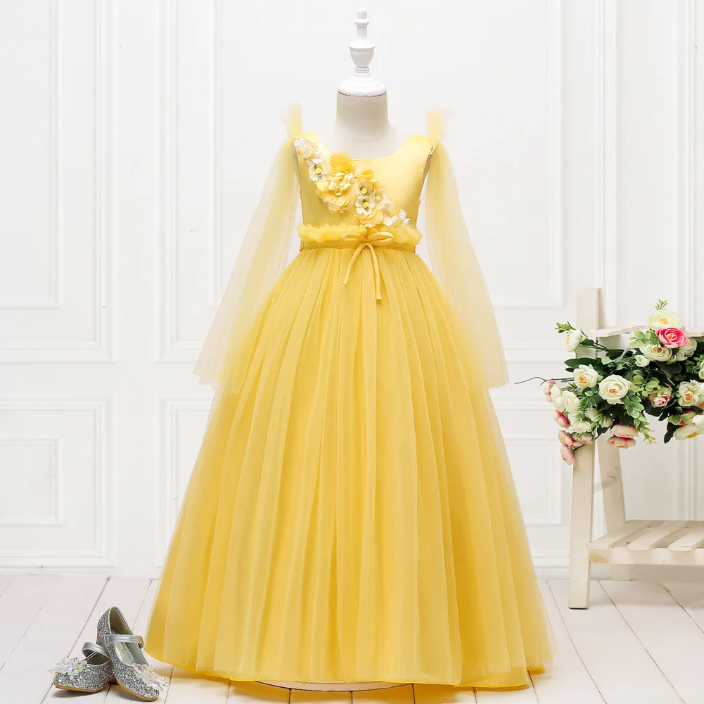 Elegant Long Prom Pretty Baby Girl Fullsleeve Dresses Girls Frock