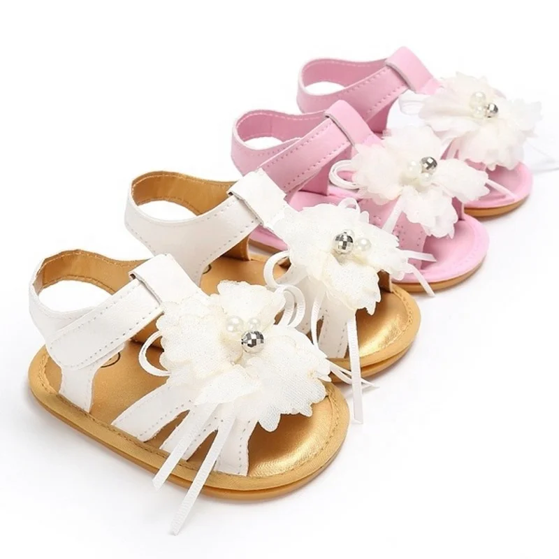 

Baby Sandals Infant Shoes Toddler Flower PU Leather Anti-slipping Soft Sole Cute Summer Girl Beach Shoes Princess Shoes