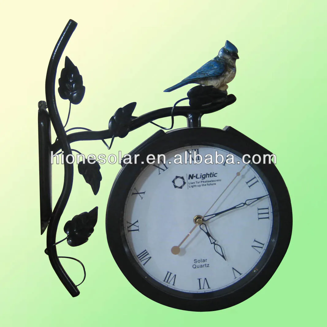 Metal Solar Powered Outdoor Wall Mounted Clock Bird Buy Solar Clock