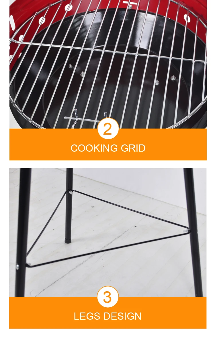 Three Legs 14 Inch Flat Top Grills Charcoal Barbecue Tripod Simple