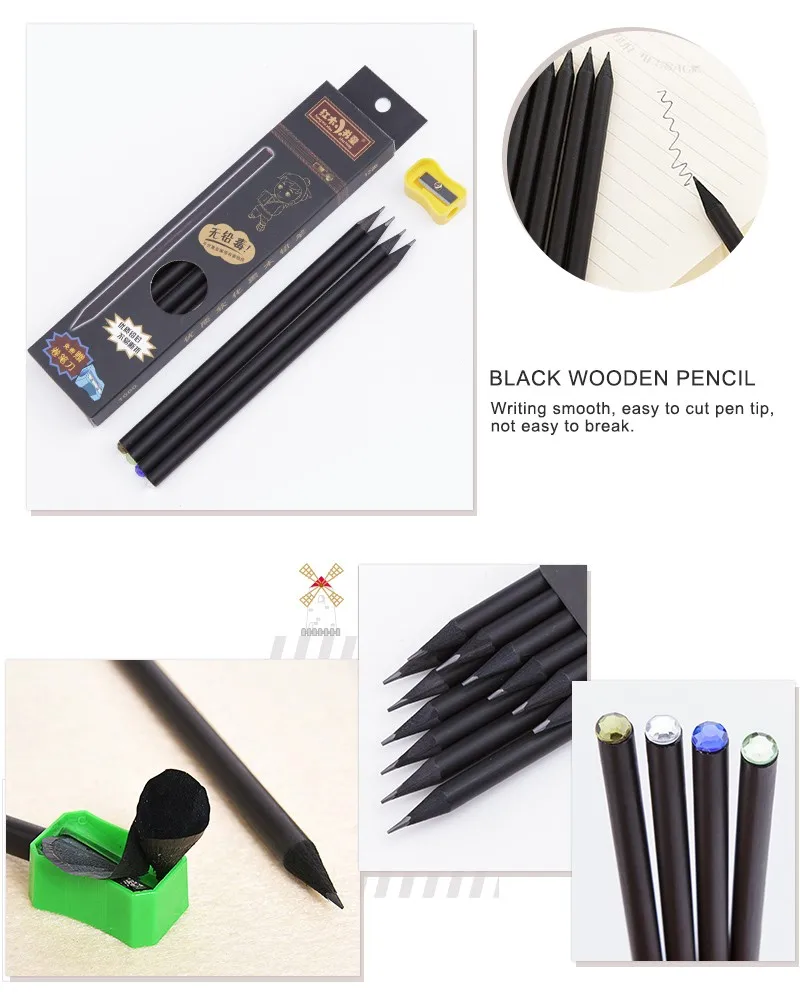 Wholesale Amazon Black Wood Pencil Without Eraser Buy Black Wood