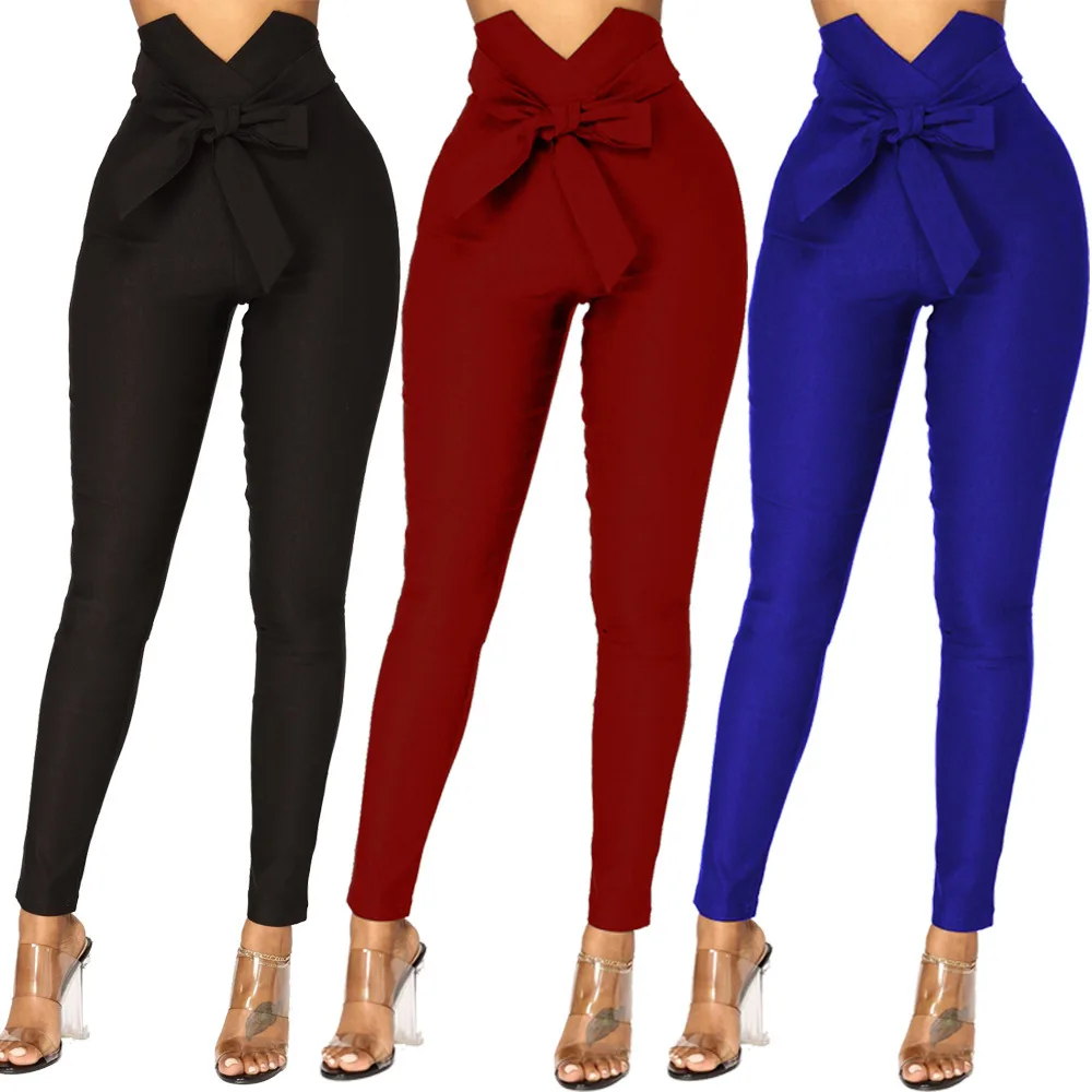 Pantalones bombachos elegantes para mujer, pantalón holgado de punto con  bolsillos, para Otoño e Invierno - AliExpress