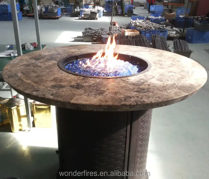 Gas feuerstelle tisch marmor runden outdoor-propan Kamin terrasse möbel