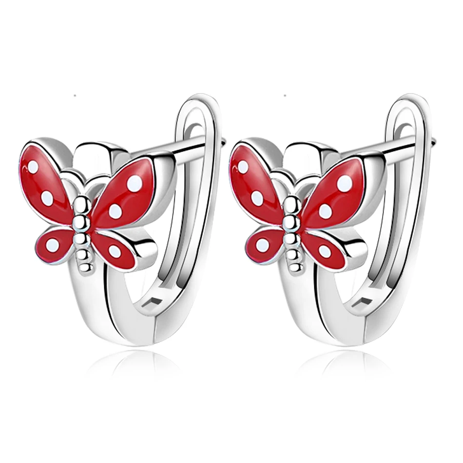 

Wholesales Custom 100% 925 Sterling Silver Hoop Earrings Cute Butterfly Earrings fit Women Wedding Silver Jewelry