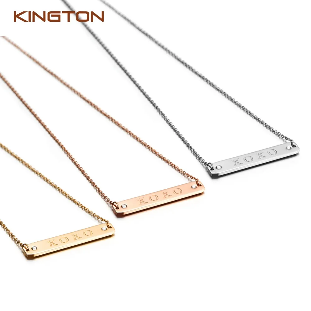 

2019 newest XOXO design fashion pendant stainless steel necklace custom logo necklace accessories woman