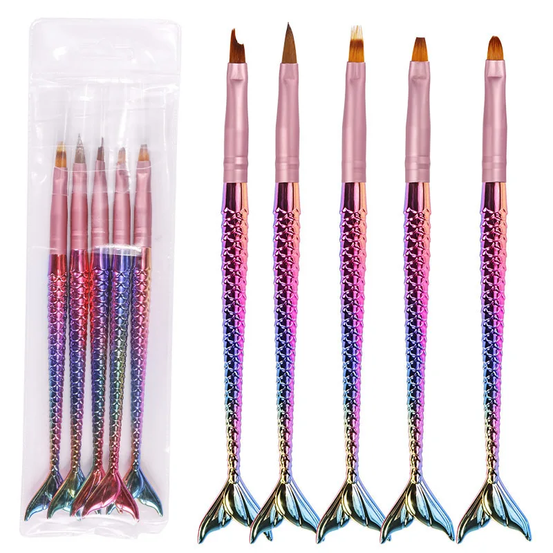 

Gradient Mermaid Handle Nail Art Brush 5pcs/Set Colorful