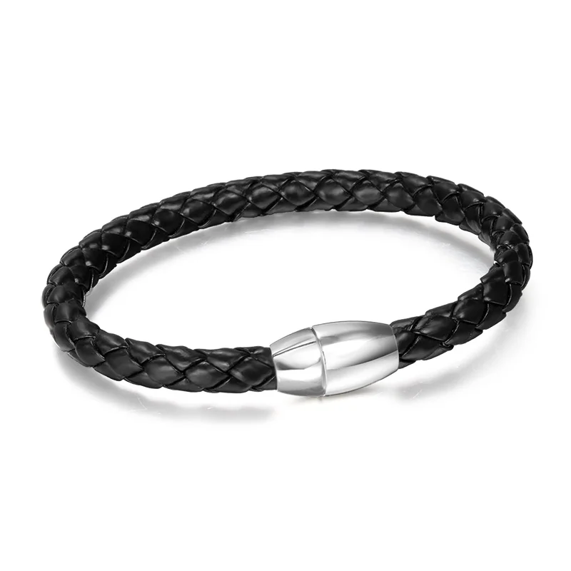 

Stainless steel magnetic black braided bracelet for men