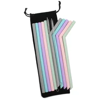 

4Pcs Reusable Silicone Plastic Drinking Straws Set, Extra Long Flexible Straws with Cleaning Brushes for 20 oz Tumbler