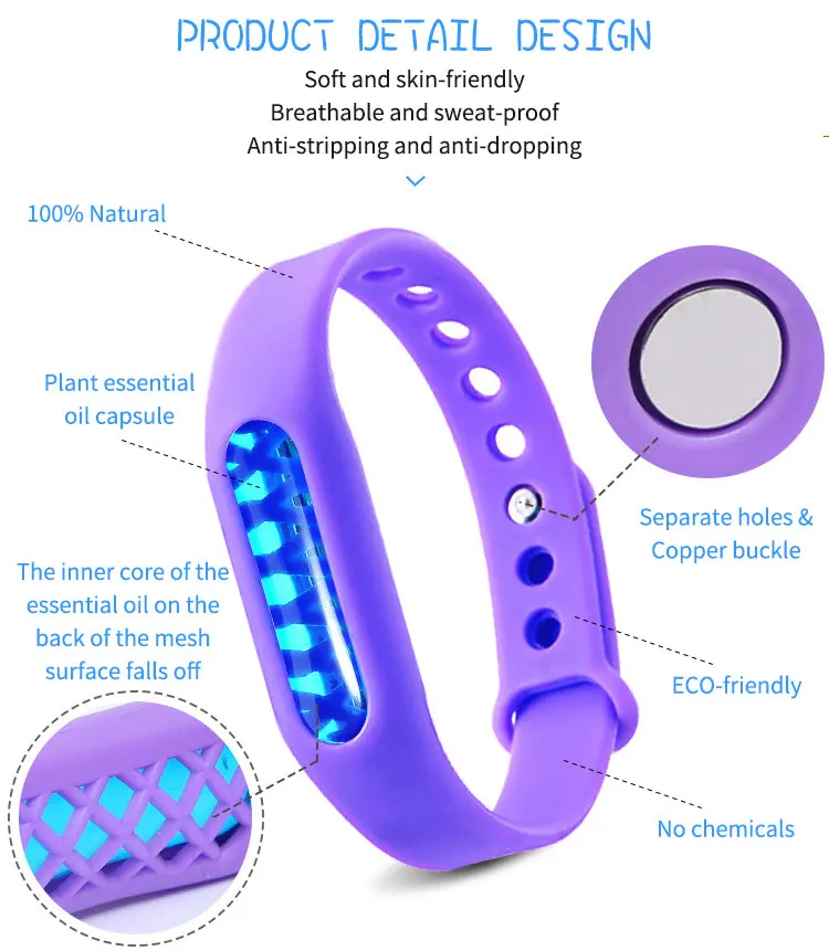 High Quality Custom Wholesale Natural Insect Mosquito Wristband