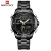 NAVIFORCE NF9133 Men Fashion Casual Quartz Digital Movement Watch Simple Style Stainless Steel Back Light Sport Watch