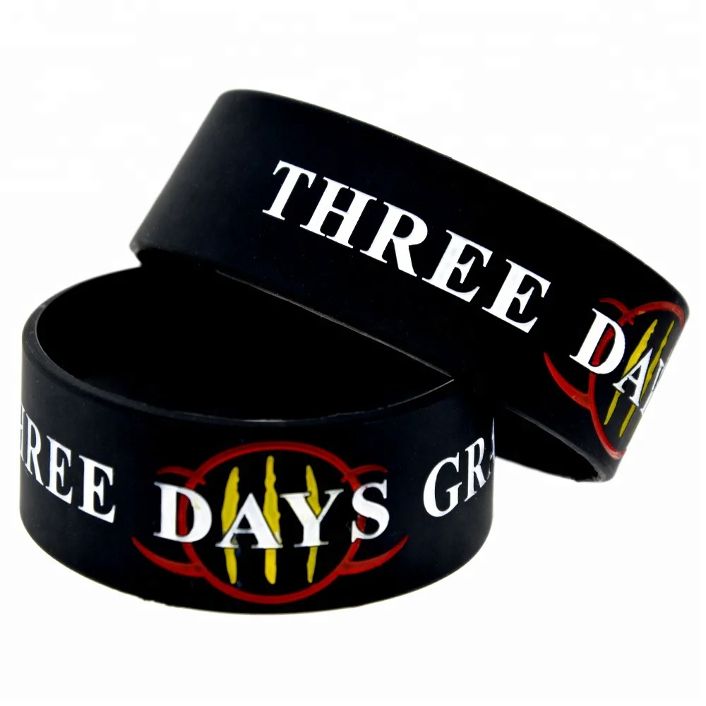 

25PCS Heavy Metal Music Band Three Days Grace Silicone Bracelet 1 Inch Wide, Black