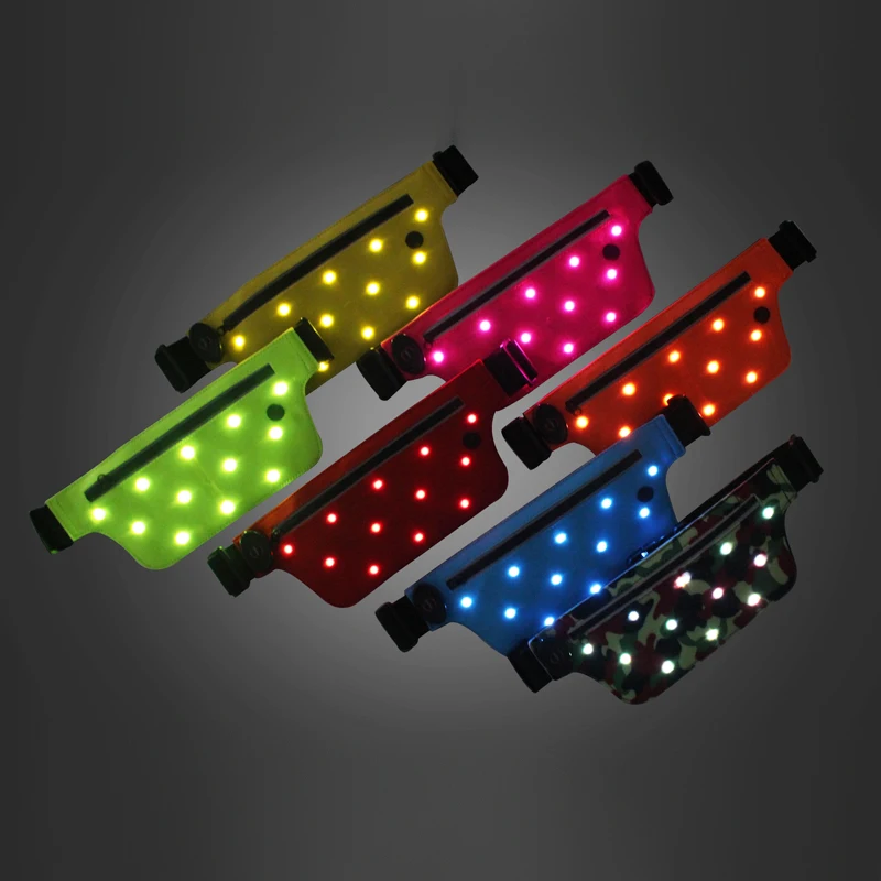 

led waist bag with earphone for outdoor exercise