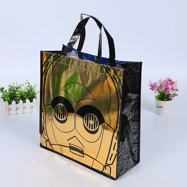 
Fashion Reusable Metallic Non Woven Bag Shopping Promotional Bag With Customized Logos 