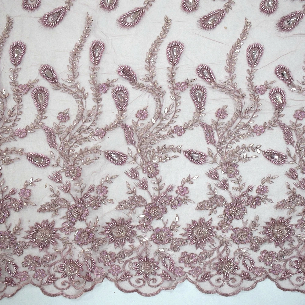 

heavy beaded lace with beaded and stone lace fashion fabric african lace fabrics embroidery HY0806-8, As picture show