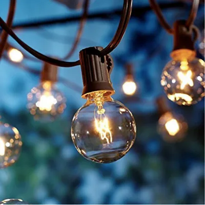 Outdoor Festoon String Lights,25ft Waterproof G40 Bulbs For Indoor Outdoor decor
