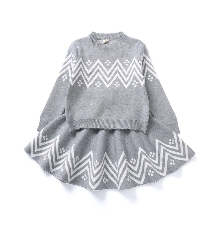 

New Autumn Winter Baby Toddler Girls Clothing Sets Knitted sweater+Skirt 2 Pcs Children Kids Clothes Set, Picture shows