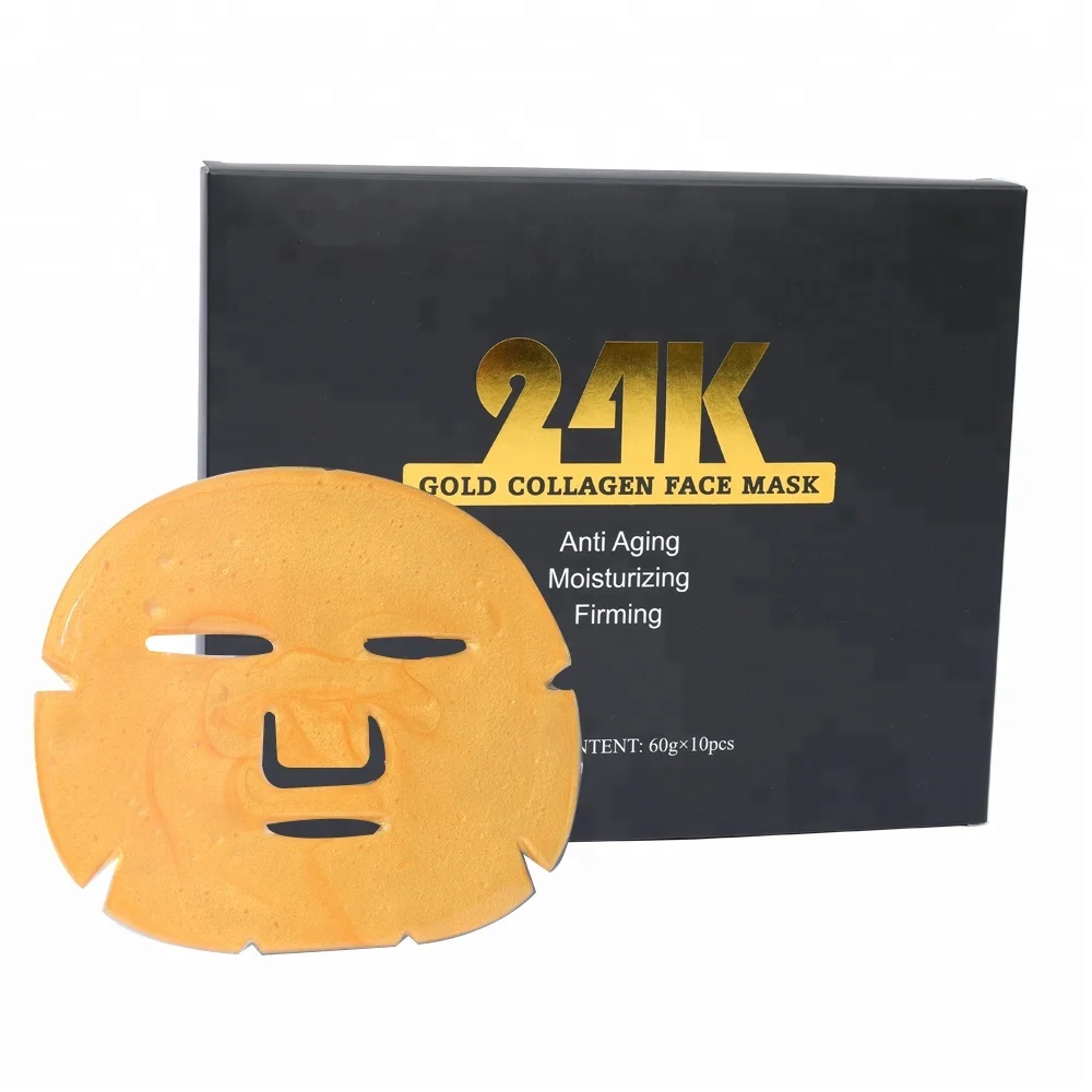 

Private Label 24K Gold Collagen Crystal Hydrogel Silicone Face Mask Sheet Wrinkles Korea Facial Mask, Golden