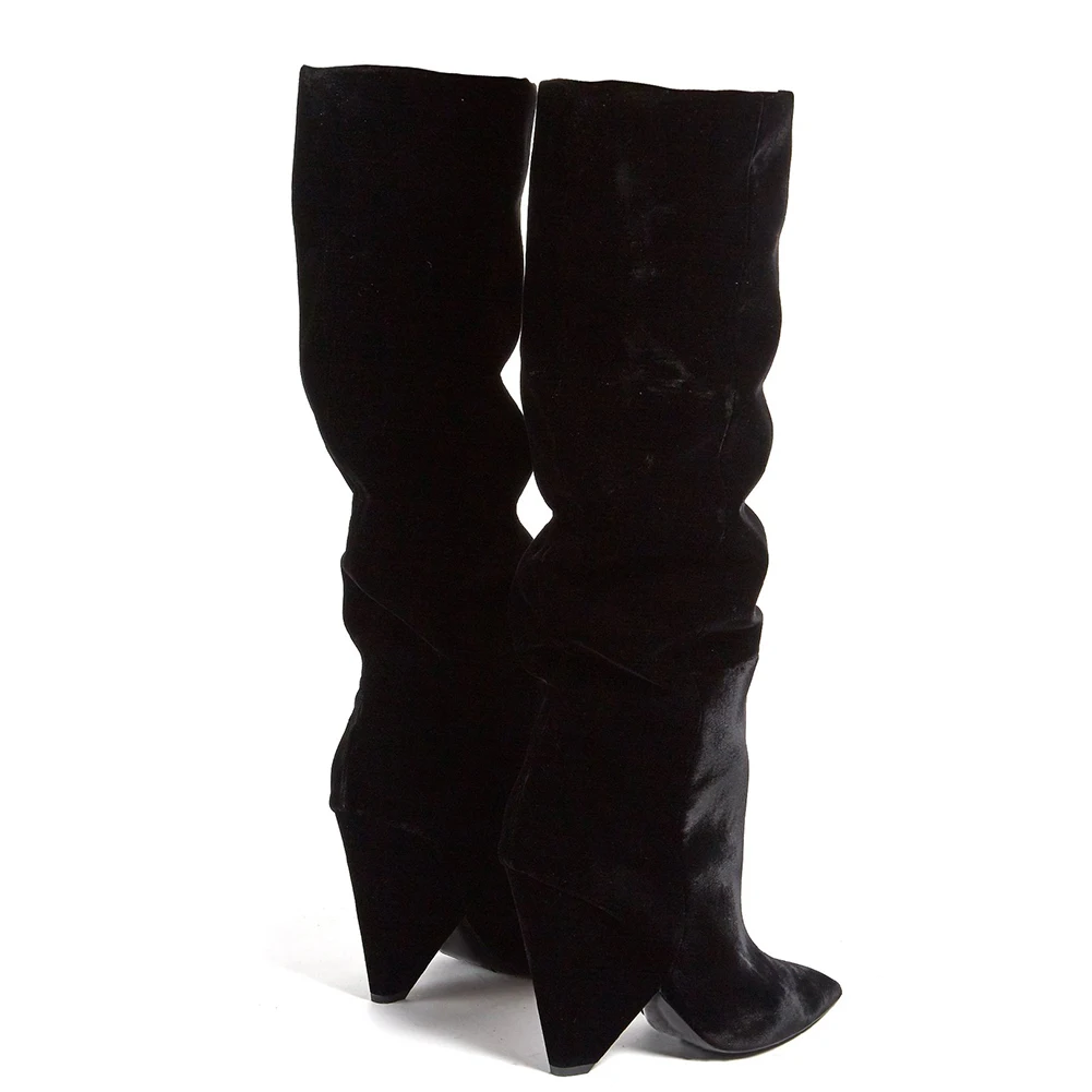 knee high cone heel boots