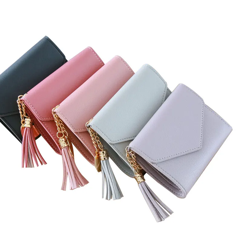 

Wholesale Short Size Woman Wallet Cute Girls Coin Purse Small Card Bag Wallet, Black,pink,light pink,light purple,grey