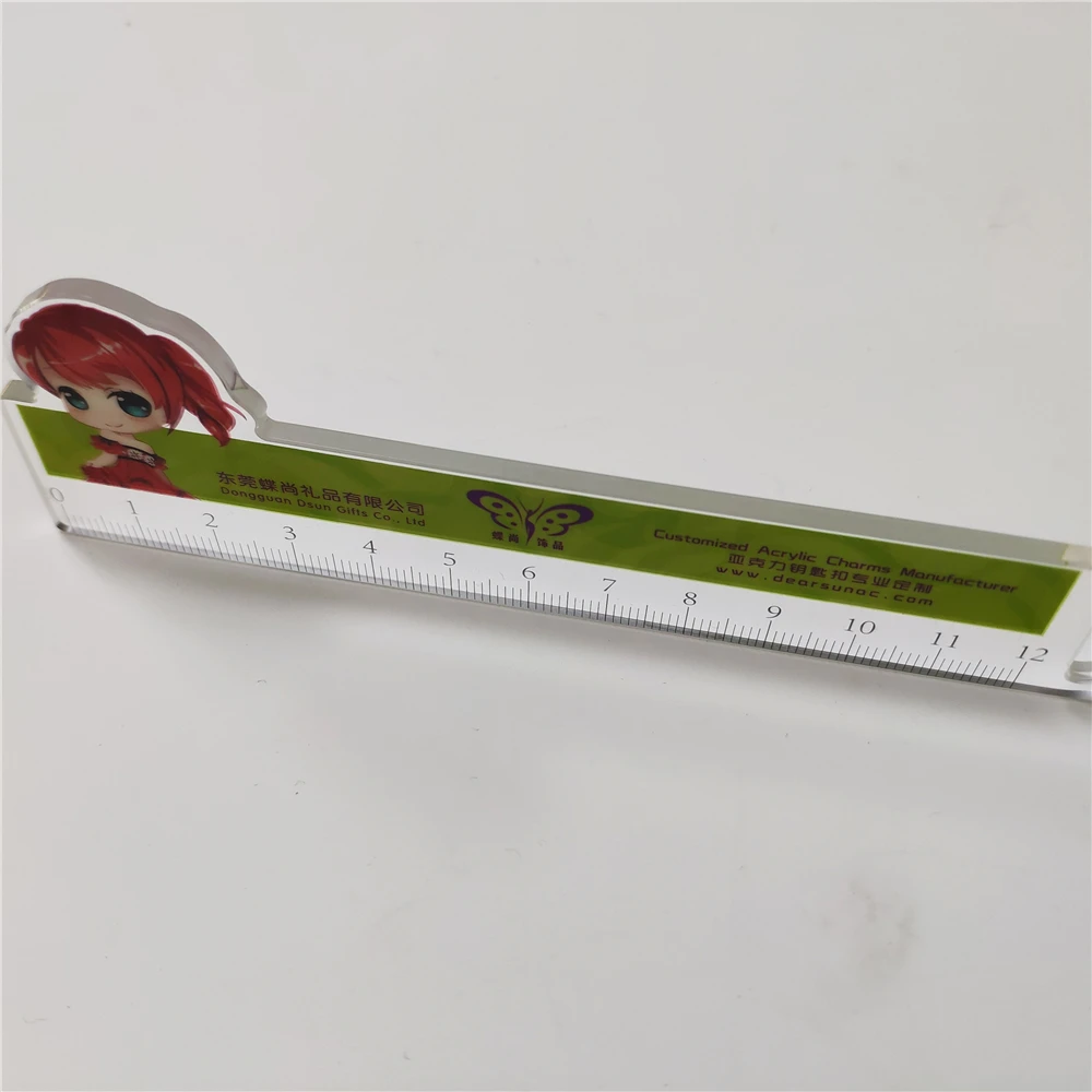 
Free Sample CMYK Print CNC Customized Acrylic Ruler Straight Plastic Ruler for School and Office 