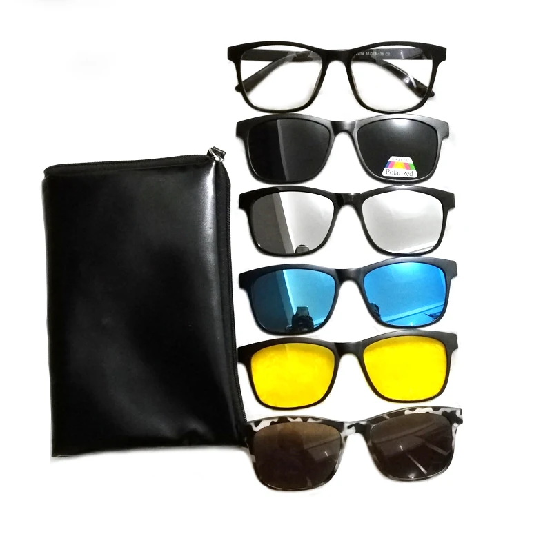

DLC2201 PC Sun glasses Set with 5 in 1 Magnetic TAC Clip on Sunglasses Sonnenbrille