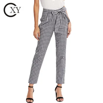 black and white plaid pants outfit