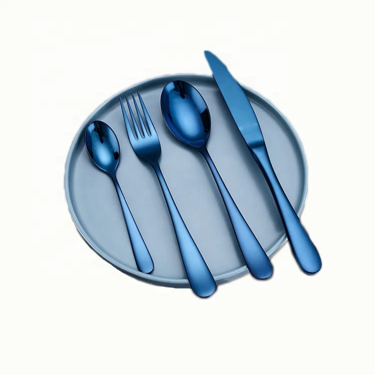 

Pvd dinnerware sets names of kitchen utensils children stainless steel table cutlery spoon fork flatware set blue, Customized