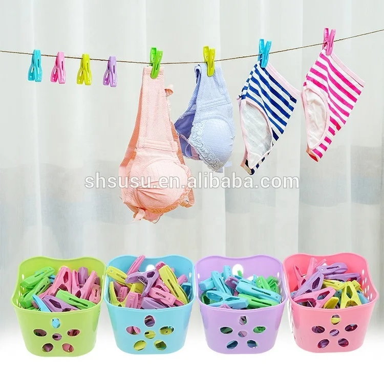 
20pcs, 24pcs, 30pcs in Basket Bag Plastic Clothespin Spring 