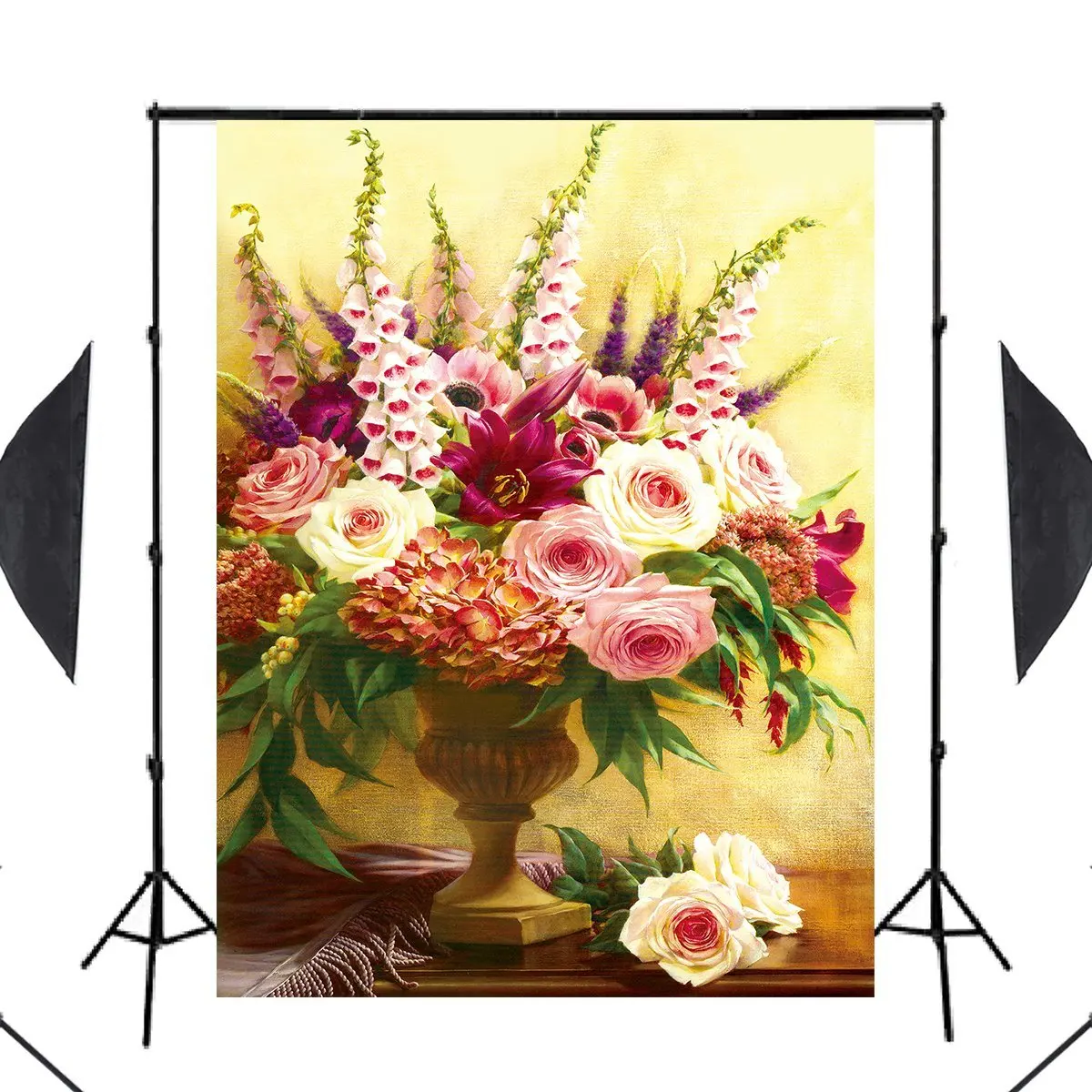 GoEoo 5X7ft Rose Floral Wall Newborns Portraits Photography Backdrop Art Fabric Studio Red Rose Flowers Wall Photo Backdrop