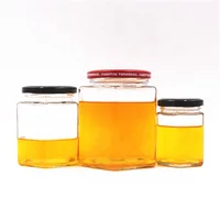 

45ml 85ml 100ml 180ml 280ml 380ml 500ml 730ml polygon hexagon jam sauce pickles honey glass jar with metal lid