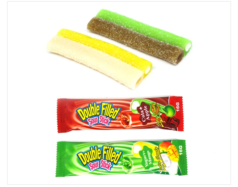 Double Filled Sour Stick Fruit Gummy Candy From Wangqing Buy Fruit