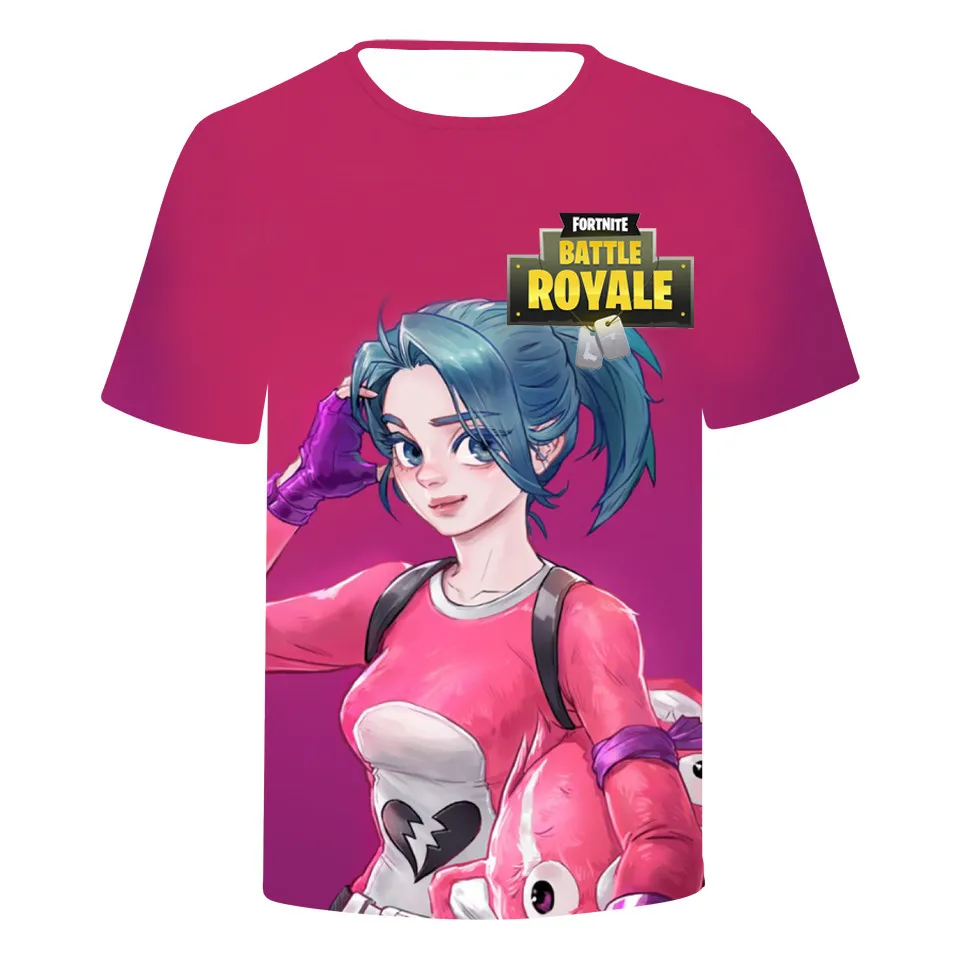 

Wholesale Summer Fortnite Fashion 3D Printing Pink Alpaca Fortnite Short Sleeve T Shirt, As pictures