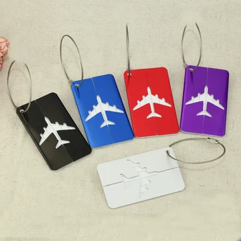 black metal luggage tags