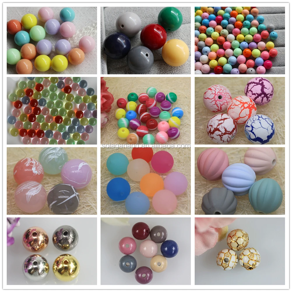 Wholesale Smooth Finishing Solid Color 10mm Round Plastic Beads No Hole