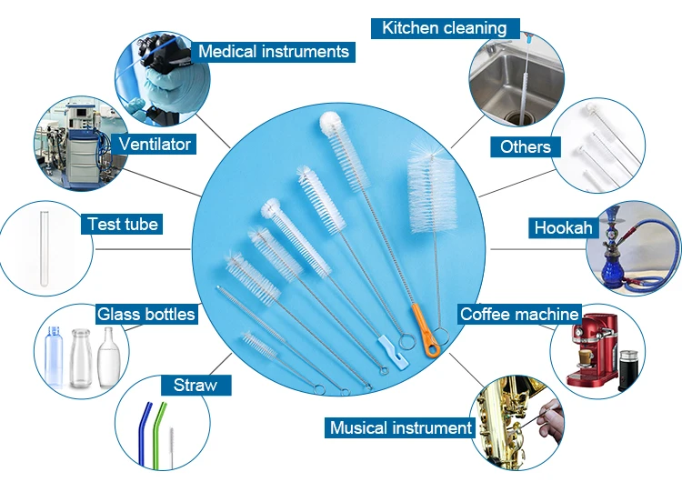 Healthy nylon plastic handle small straw tube clean brush/straw tube brushes/plastic handle straw brush/straw tube clean brush