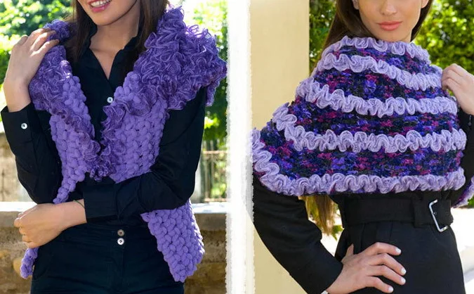 fishnet ruffled scarf yarn