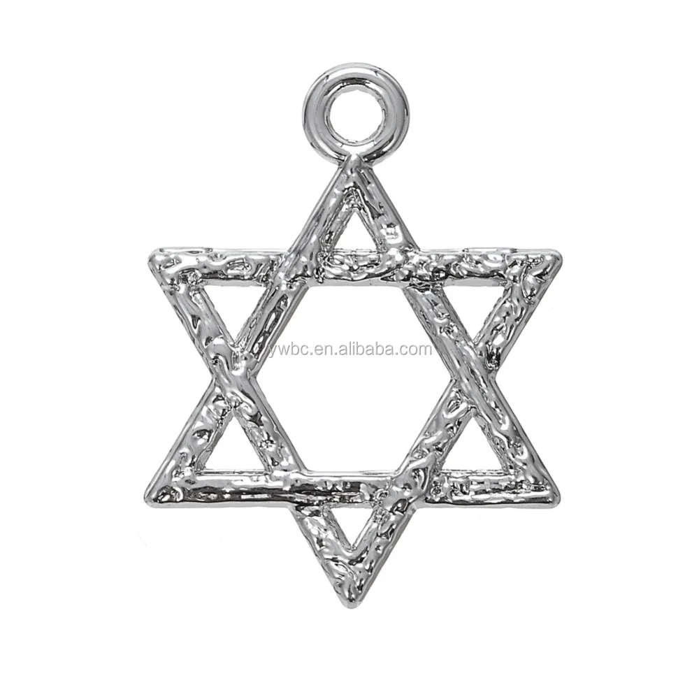 

Free Shipping Rhodium Plated Cheap White Star of David Religious Jewish Symbol Pendant Charm Custom Jewelry Accessories, Silver