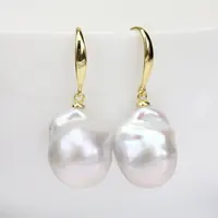 

Large Baroque Pearl Earrings Big Flameball Pearl Earrings White Pearl Earrings