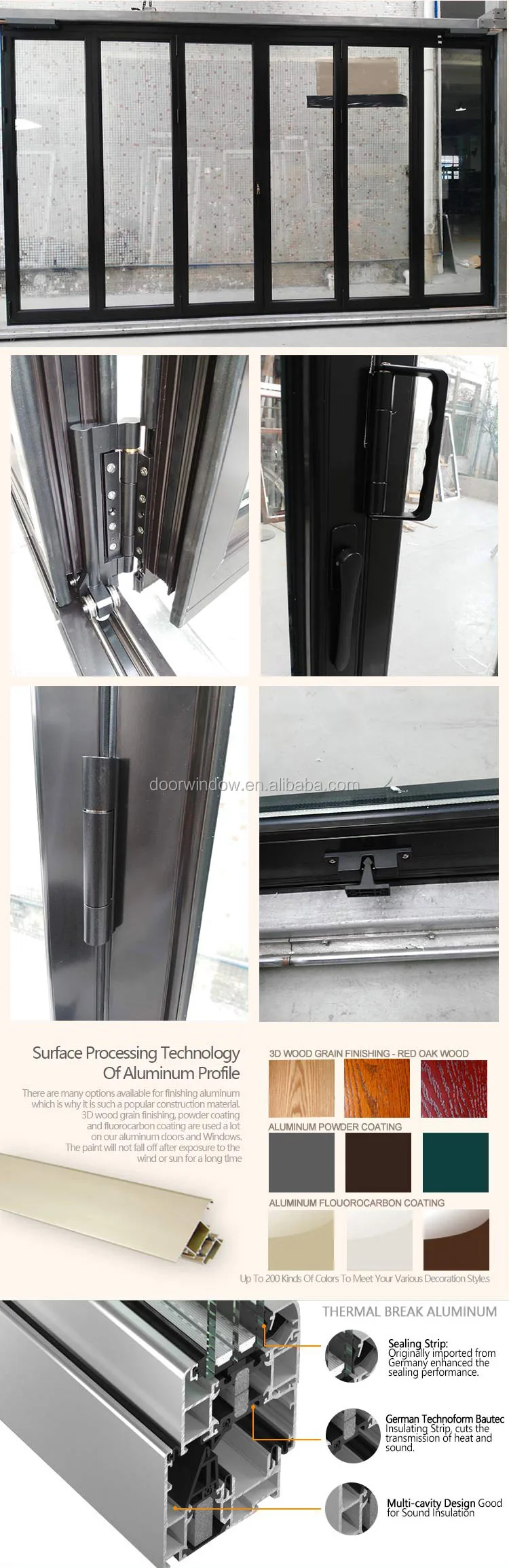 Hot selling products Bi-fold Door With Double Glazed Bi Folding aluminum window and door with fly screen