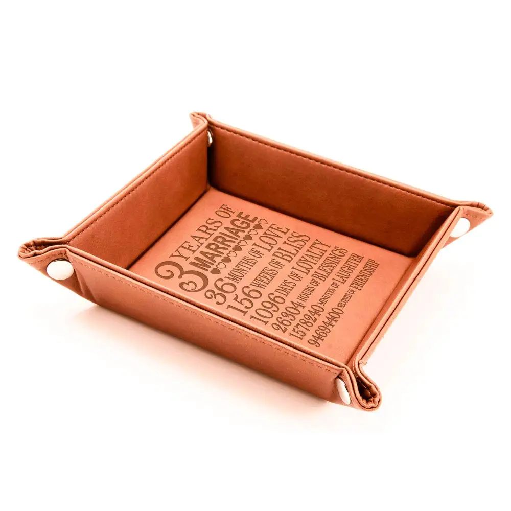 

Marriage Engraved Leather Catchall Valet Tray
