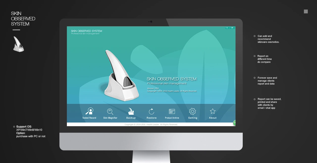 USB Connective Portable Skin Analyzer