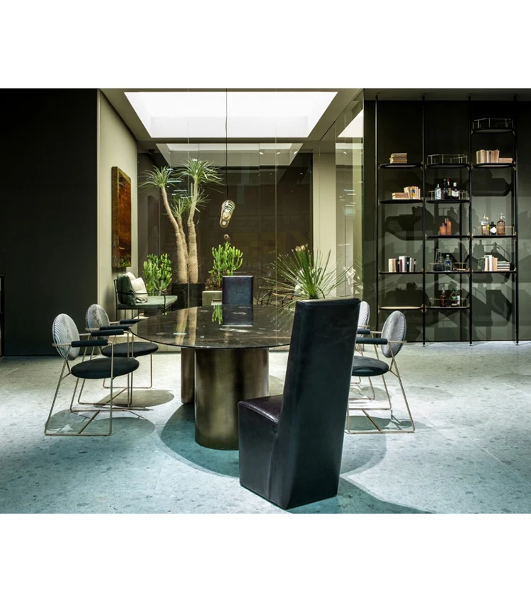 Wholesale custom classic designed luxury furniture elegant coffee restaurant vintage armrest modern leather  dining chair