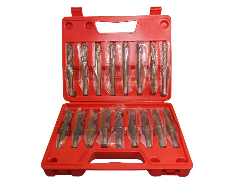 17Pcs Large Size Inch Titanium Silver and Deming Reduced Shank HSS Drill Bit Set for Metal in Plastic Box