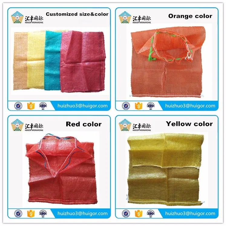 Factory direct sale oranges color pp firewood mesh bag for o<em></em>nion potato