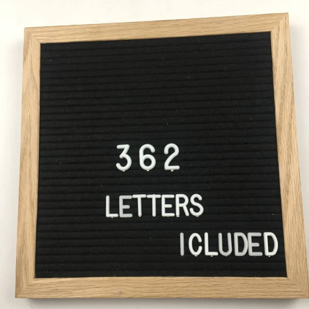 2018 Custom Changeable White Plastic Inserted Letters Felt Letter Board 10x10 Inch & Oak Wooden