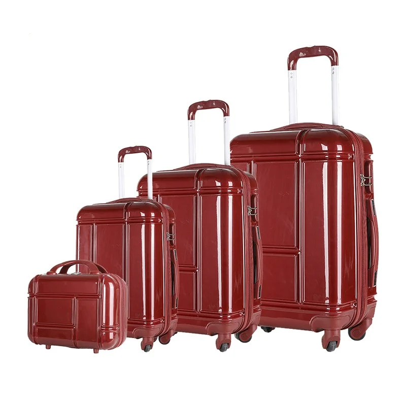 Vintage style 4 piece abs trolley suitcase luggage, hard case plastic suitcase